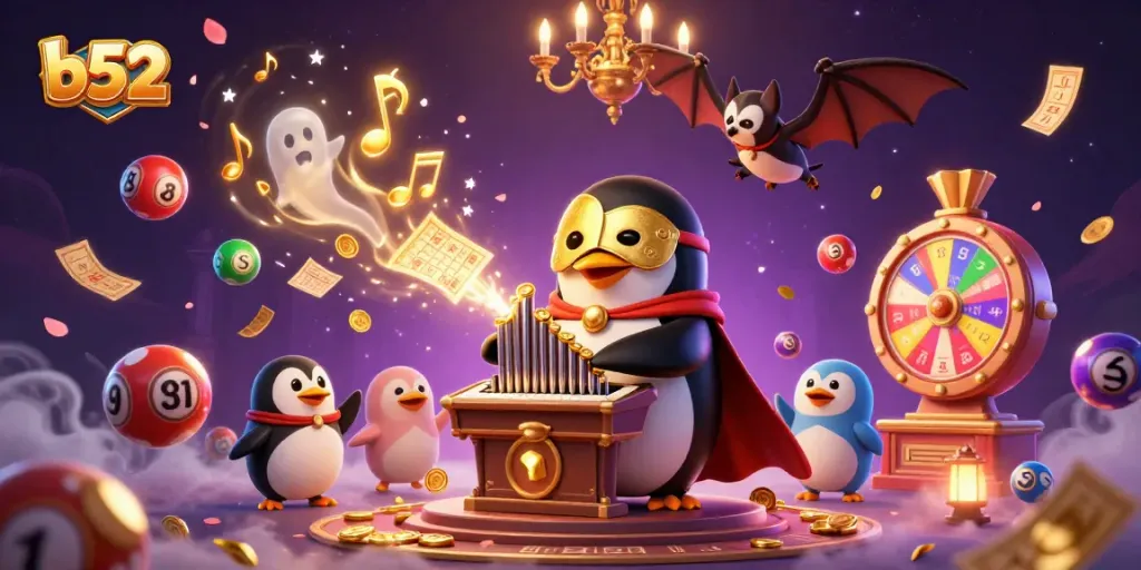 Engage in thrilling b52 gameplay with a vibrant 3D casino illustration showcasing unique characters and elements.