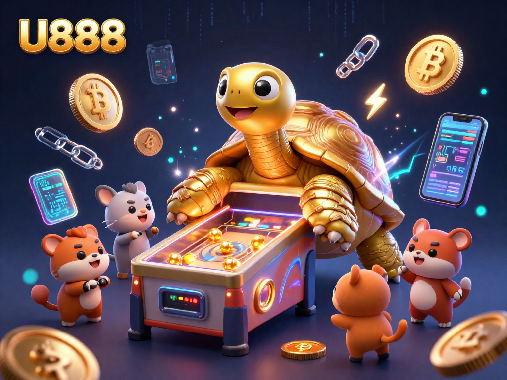 Enjoy thrilling games at U888 with a vibrant, interactive casino illustration.