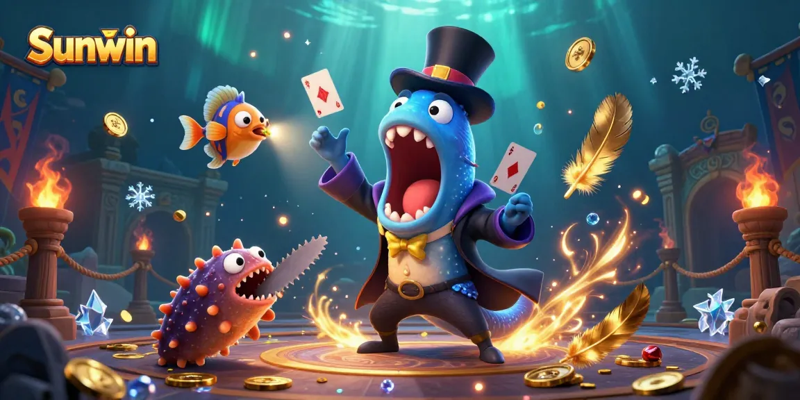 Engage in exhilarating games at Sunwin, with vibrant card tricks performed in a magical underwater setting.