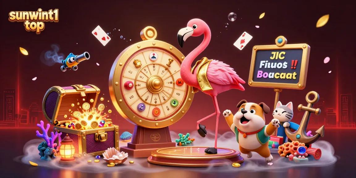 Spin to win at sunwint1 top with a vibrant game show scene filled with excitement and prizes!